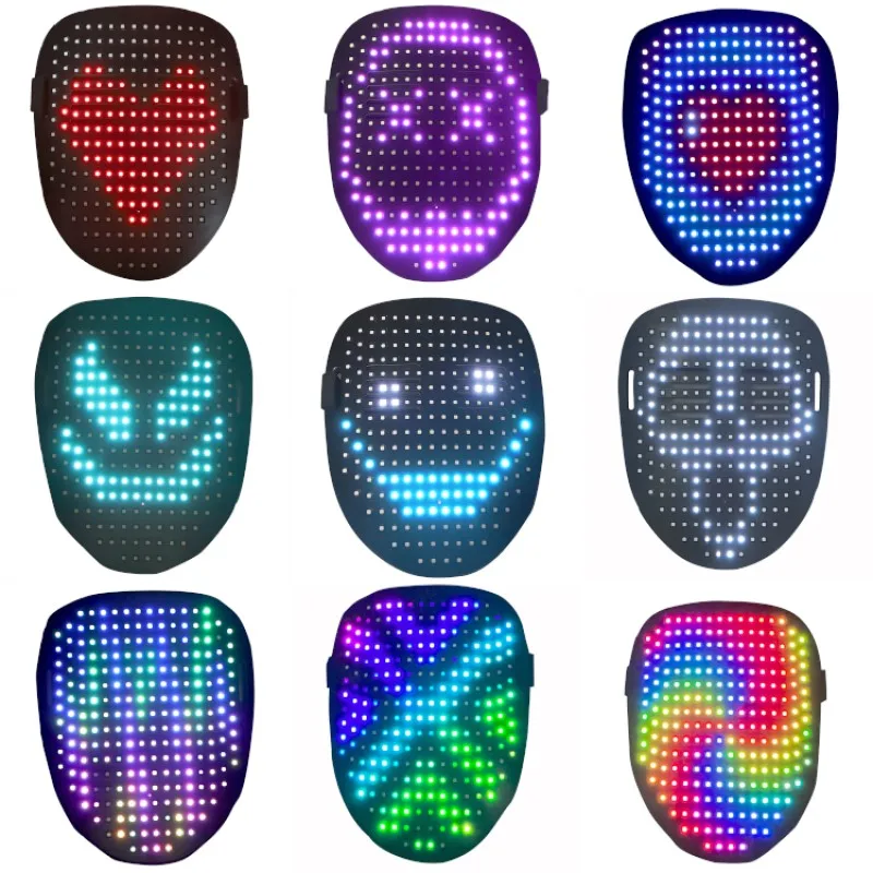 

2022 New Style Halloween Mask USB Charging LED Light Masks Carnival Festival Masquerade DJ Costume Party Christmas Mask Decor