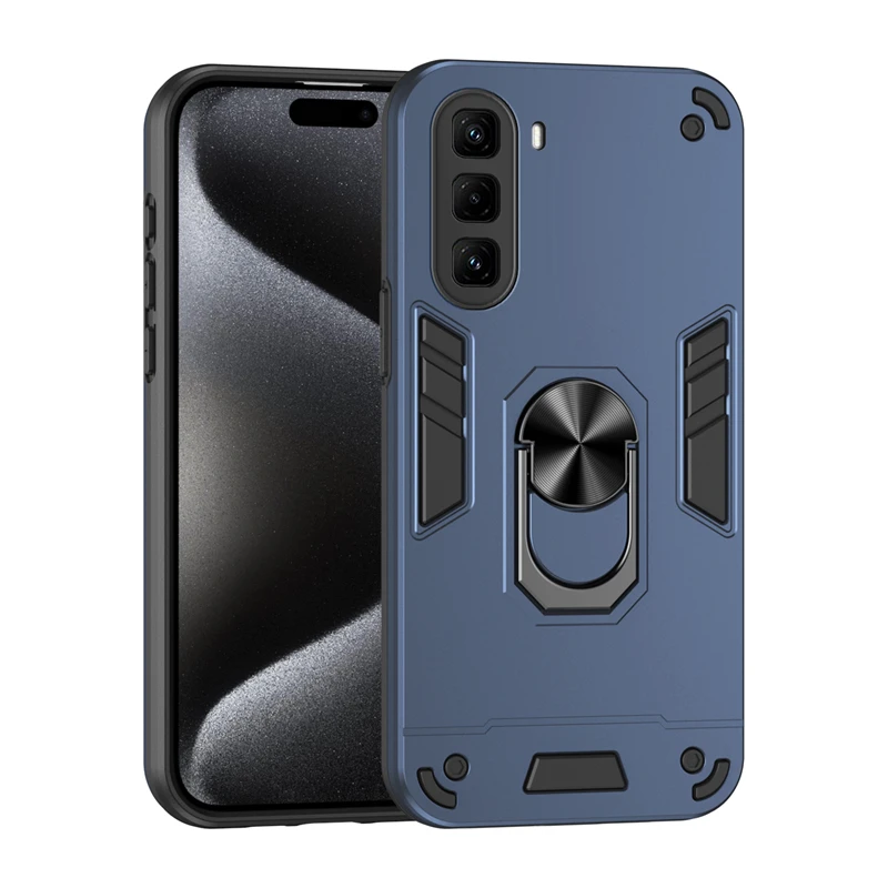 Armor Protective Case with Camera Lens Guard and Magnetic Ring Holder