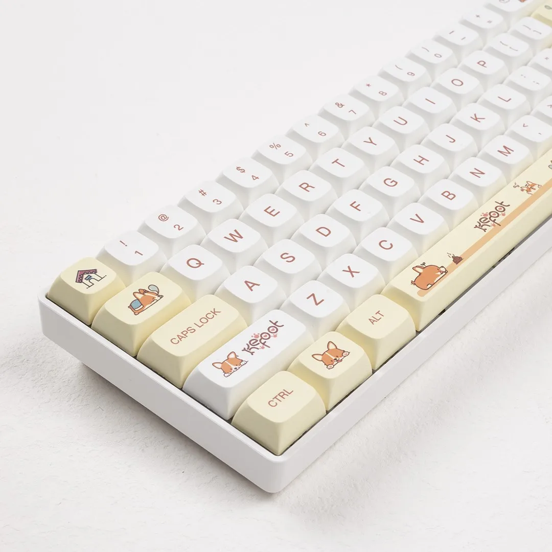 Teclas Corgi Dog Tema Xda Keycaps para Interruptor mx Teclado Mecânico Pbt Dye Sublimação Keycap Personalizado Anime Chave Cap Diy 136
