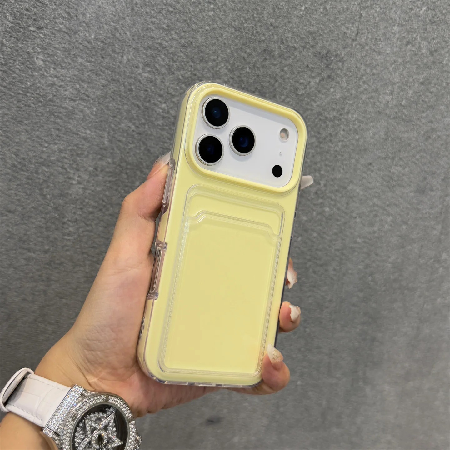 Candy Color Shockproof Phone Case with Card Slot and Photo Clip