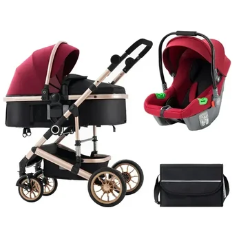 2025 New Three-in-one with Car Safety Seat and Baby Stroller High View Luxury Baby Stroller Set Newborn Car Safety Seat Stroller 1