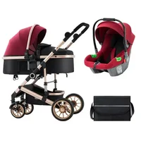 2025 New Three-in-one with Car Safety Seat and Baby Stroller High View Luxury Baby Stroller Set Newborn Car Safety Seat Stroller