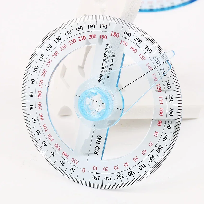 1 Circular Dia.10cm Transparent Plastic 360 Degree Pointer Protractor Ruler Angle For School Office Drafting Supplies plastic protractor ruler