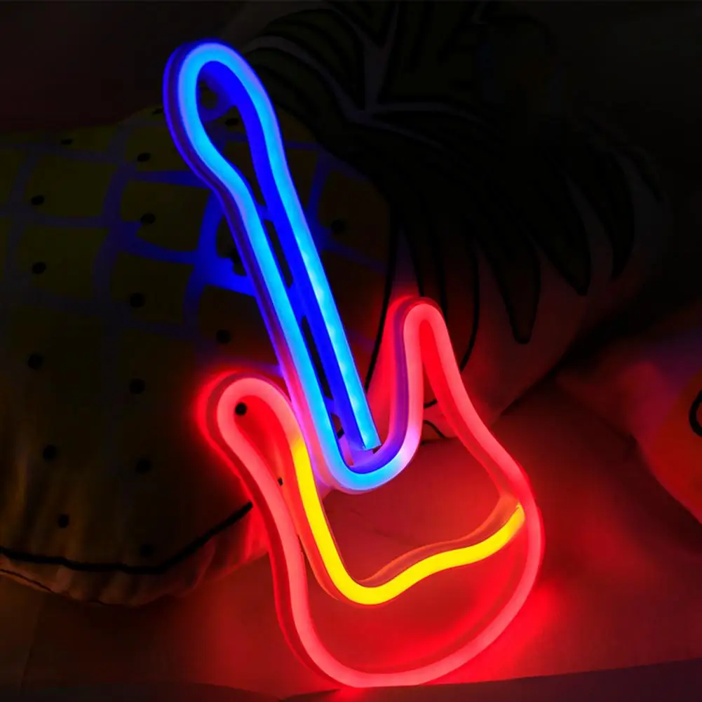 LED Neon Sign USB/Battery Operated Ultra bright Guitar Shaped Neon