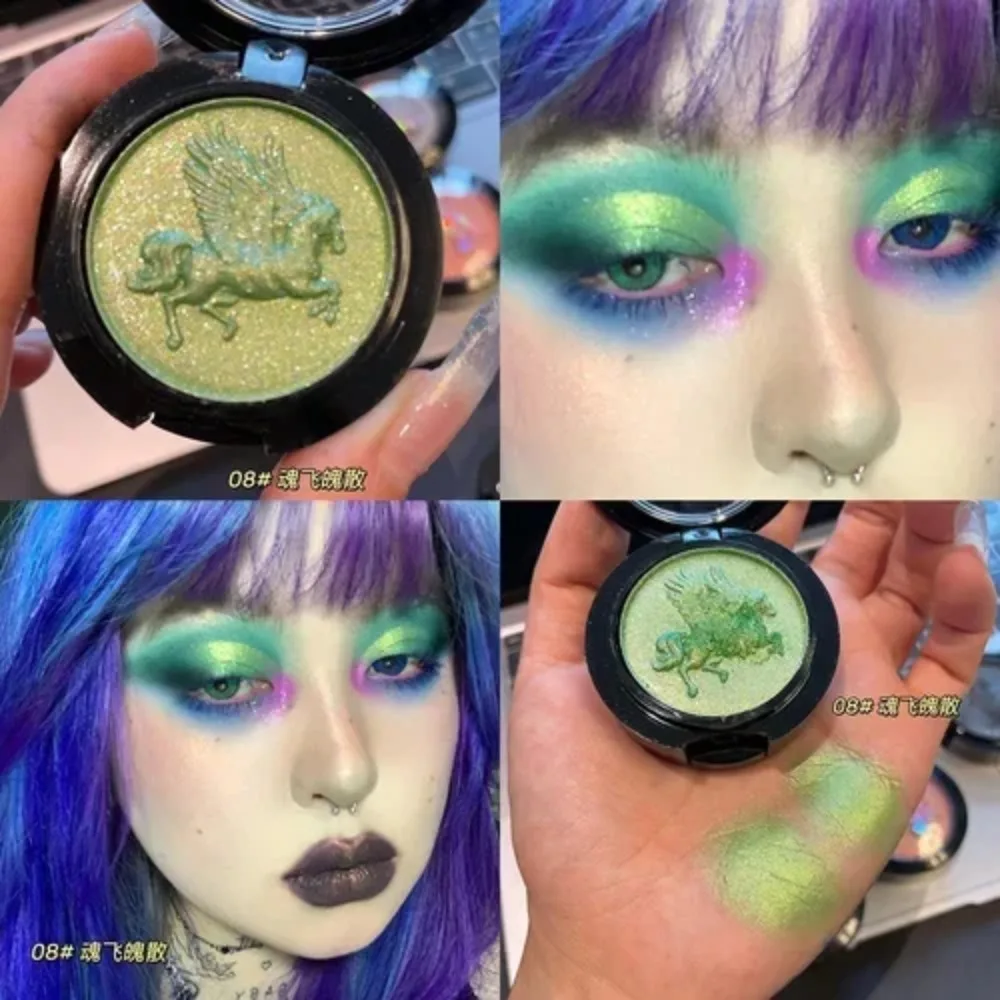 3D Relief Glitter Eyeshadows Powder Metallic Ultra-Fine Highlighters Chrome Shiny Powder Multifunction Women Make Up Blue Purple Eye Shadow