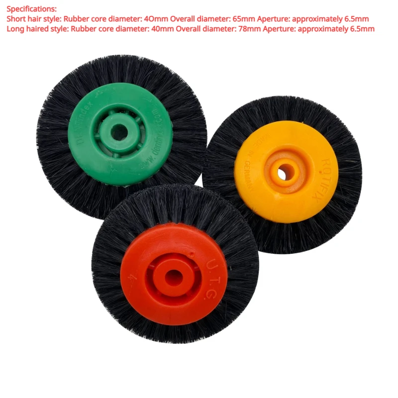 4C 플라스틱 코어 컬러 짧은 강모 브러시, 65/78mm 골드 실버 구리 연마 브러시 DIY 쥬얼리 도구