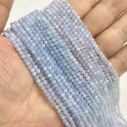 Natural Blue Gemstone Beads for Jewelry Making - Aquamarine, Amazonite, Apatite, Lapis, Turquoise Spacer Beads (NO.3 Agate)