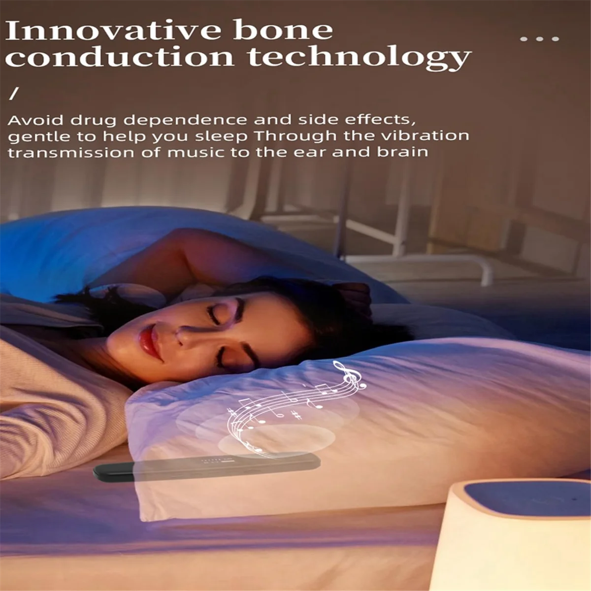 Bluetooth Wireless Bone Conduction Speaker Under Pillow Bluetooth Speaker White Noise Sound for Sleep Black