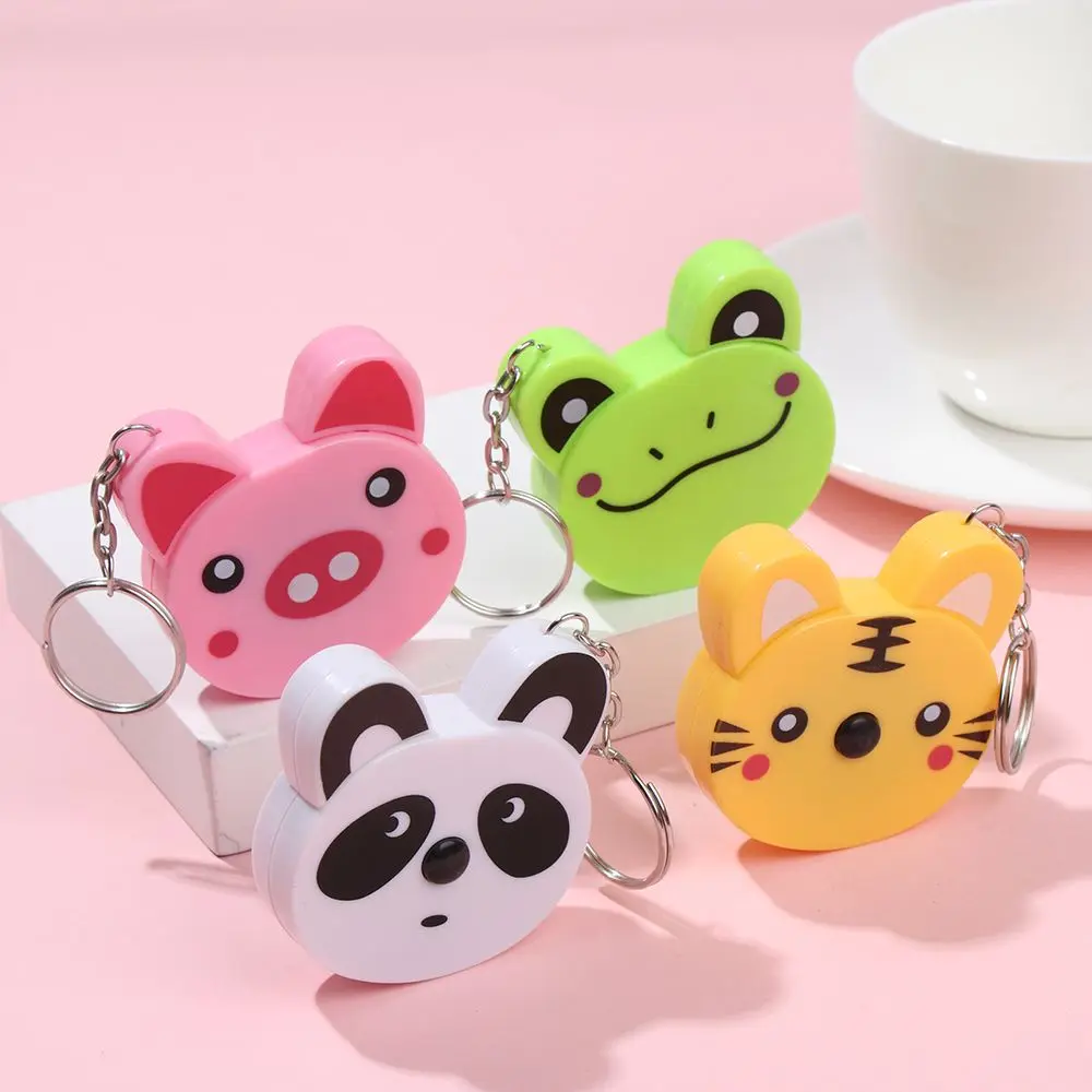1M Portable Cartoon Animal Tiger Panda Frog Piggy Tape Measure Automatic Stretch Ruler Sewing Measure Ruler Keychain Household tape measure measuring tape measuring ruler