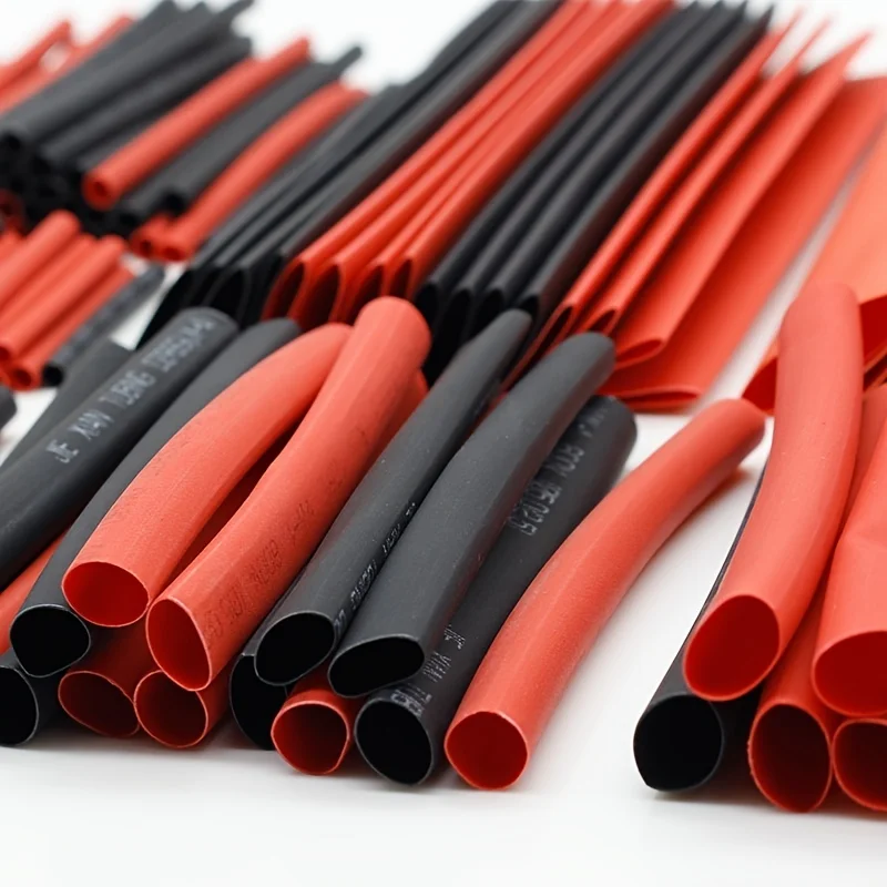 127pcs Black Red Heat Shrink Tubing 2:1 Assortment Polyolefin Tube Car Cable Sleeving Wrap Wire Kit for Electronics