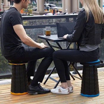Portable Folding Telescopic Stool Lightweight Plastic Subway Queuing Chair Outdoor Camping Chair Fishing Seat