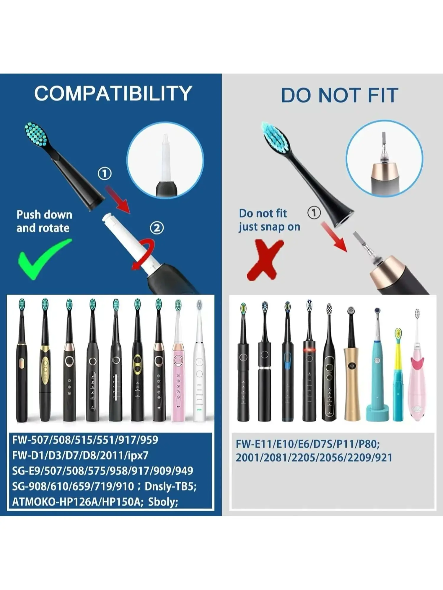 Fairywill Interdental Brushs Heads Electric Toothbrush Replacement  Sonic Toothbrush heads for FW-507 FW-508 FW-917 FW-959 4