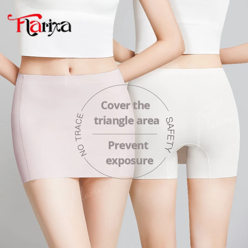 Flarixa Double Layer Safety Panties Ice Silk Anti Chafing Boxers Under Dress Modesty Shorts Underwear for Women Boyshorts