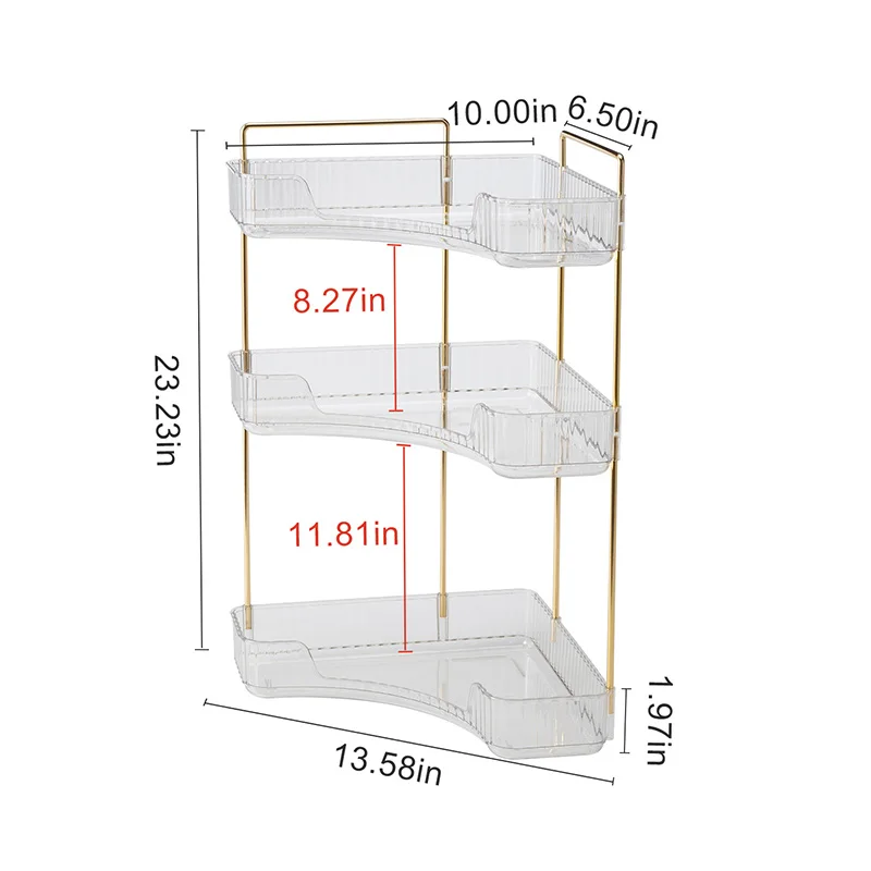 Makeup Storage Shelf Corner Bathroom Counter Organizer Bathroom Countertop Shelf Makeup Storage Clear Perfume Tray Holder Storage Rack