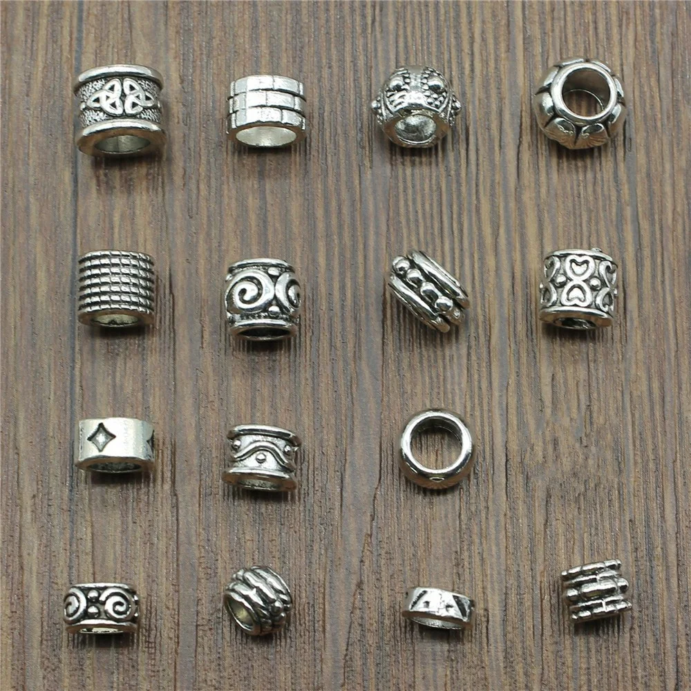 20 Stück / Los Spacer Beads Charms Antik Silber Farbe Big Hole Spacer Beads Charms Anhänger für Armbänder Schmuckherstellung