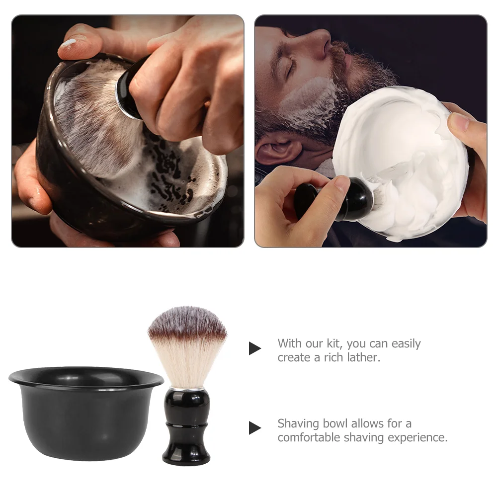 Toiletries Shaving Brushes for Men Cream and Bowl Kit Black Abs Man Men's Razors