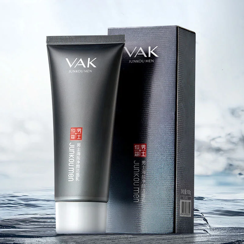 Men Sea Salt Face Cleanser Deep Cleaning Exfoliation Oil Control Skin Rejuvenation Moisturizing Facial Cleanser Face Washing