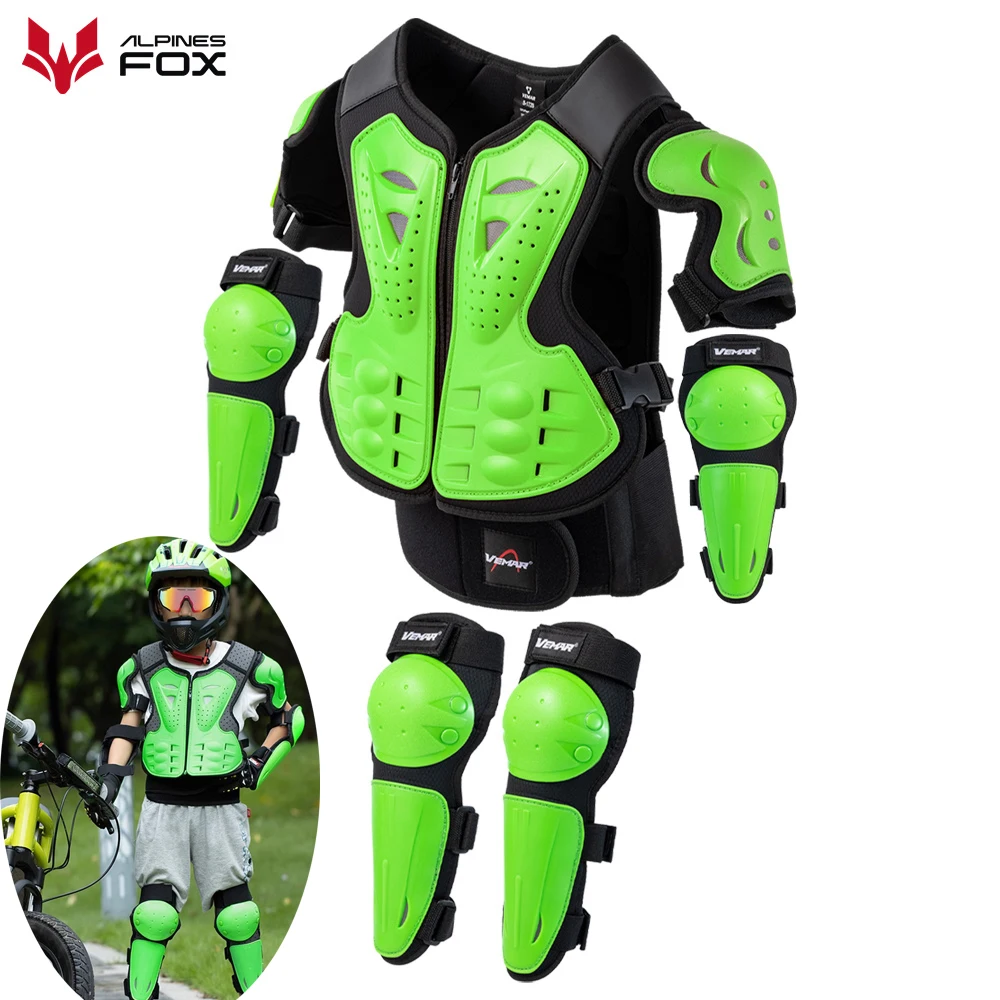 Kids Motorcycle Armor Suit Dirt Bike Gear Chest Protector Motocross Chest Protective Gear Elbow Knee Pads Guards