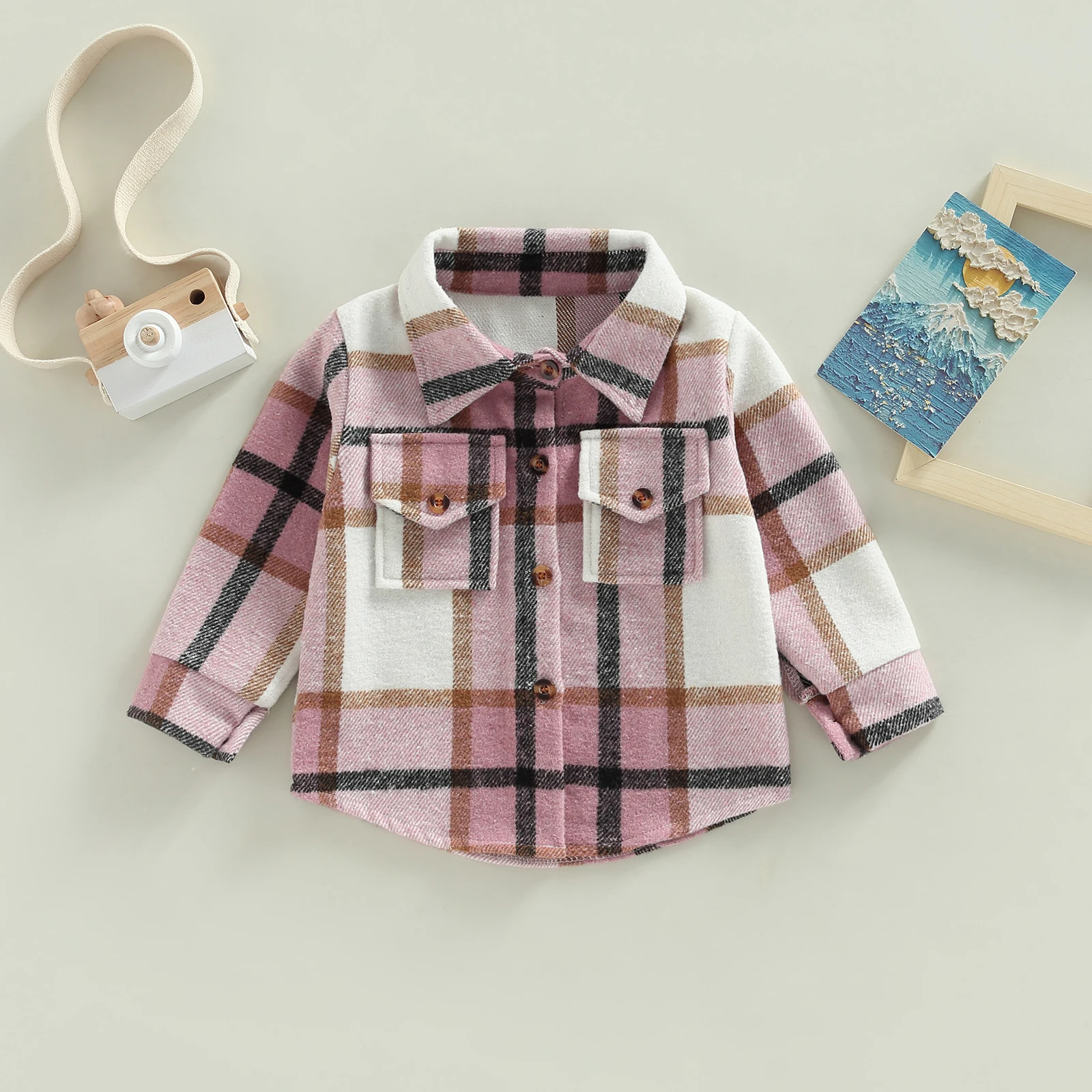 Autumn Boys and Girls Colorful Plaid Shirt Jacket Casual Lapel Long Sleeve Button Cardigan Jacket with Chest Pocket Shirt Coat boys long sleeve shirts,girls long sleeve shirts