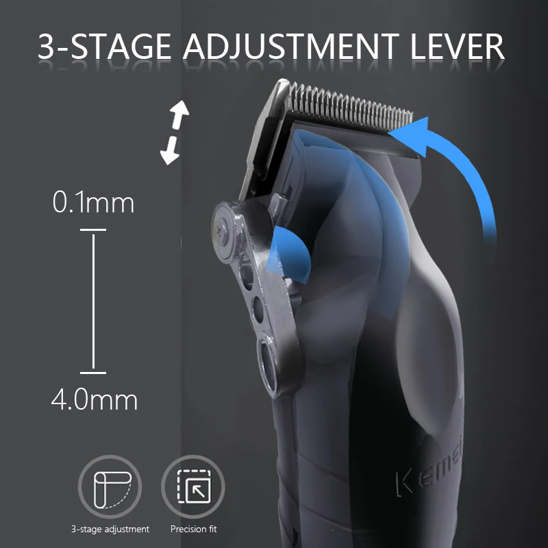 Kemei KM-2296 Barber Cordless Hair Trimmer 0mm Zero Gapped Carving Clipper Professional Electric Finish Cutting Machine KM-2299