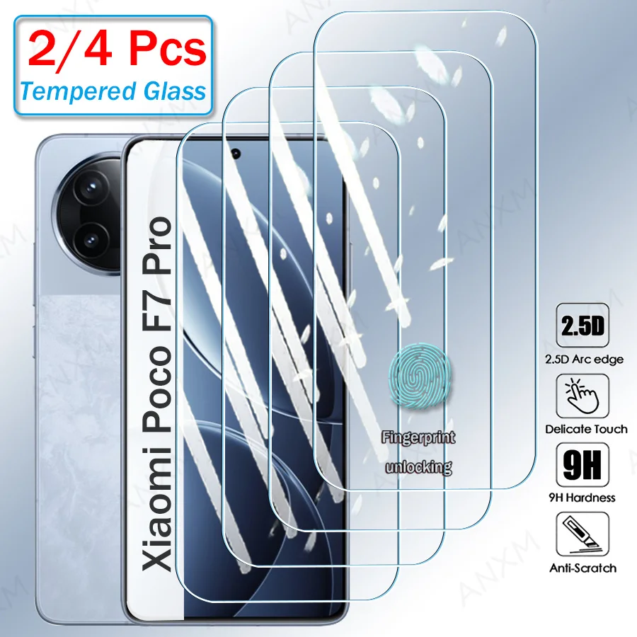 2/4Pcs Gehärtetem Glas Screen Protector Für Xiaomi Poco F7 F8 Pro Ultra Clear Schutzhülle Glas Film Fingerprint entsperren