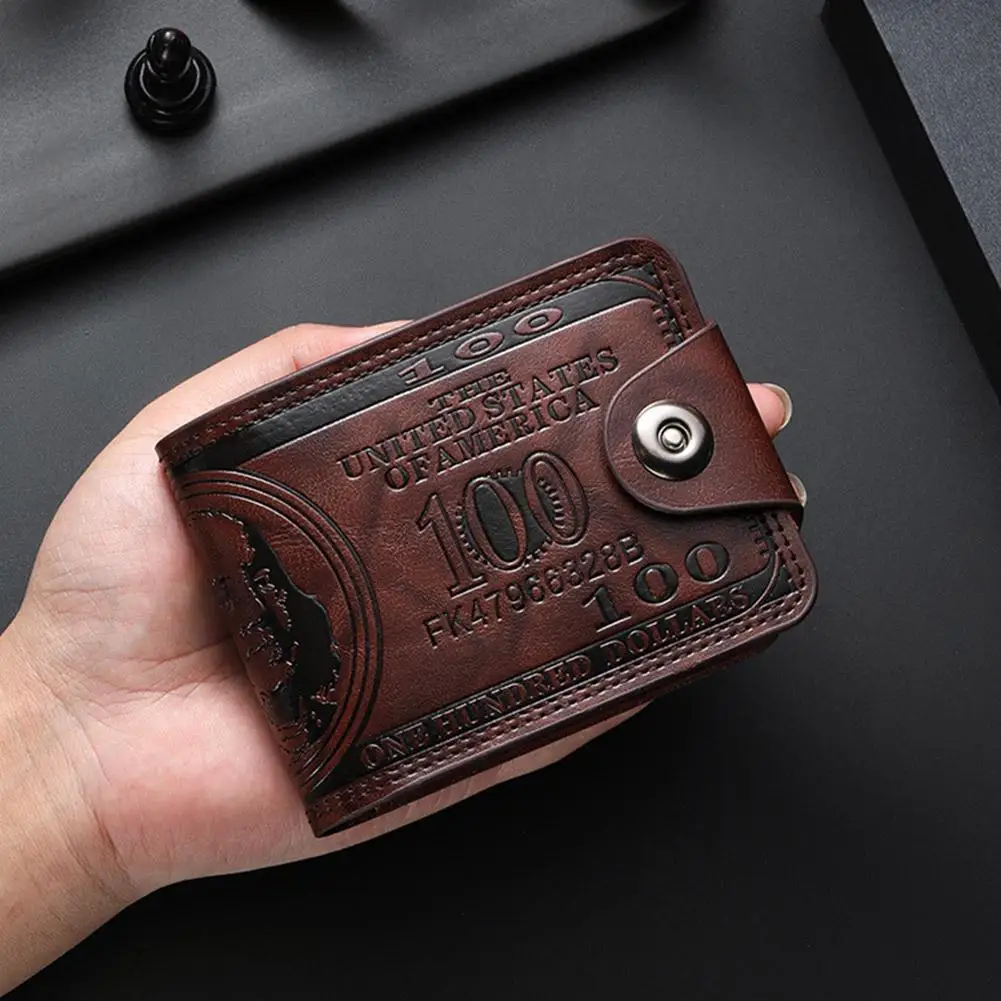 Men's Wallets with 100 US Dollar Pattern Hasp Male Leather Wallet with Zipper Card Holder Coin Pocket Purse Cartera Hombre - 3