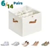 Shoe Organizer, Fabric shoe hanger with Cover, Adjustable Dividers for Shoe storage drawer Box Container  Cube Box Fits 14 Pairs 1