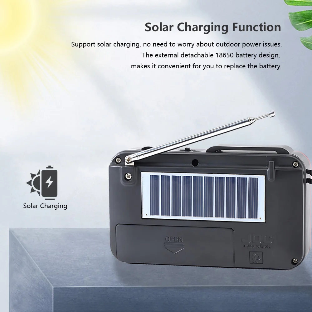 Portable Radio Rechargeable Mini Solar Bluetooth Wireless Speaker Support USB TF Card MP3 Music Player with FM Radio Receiver