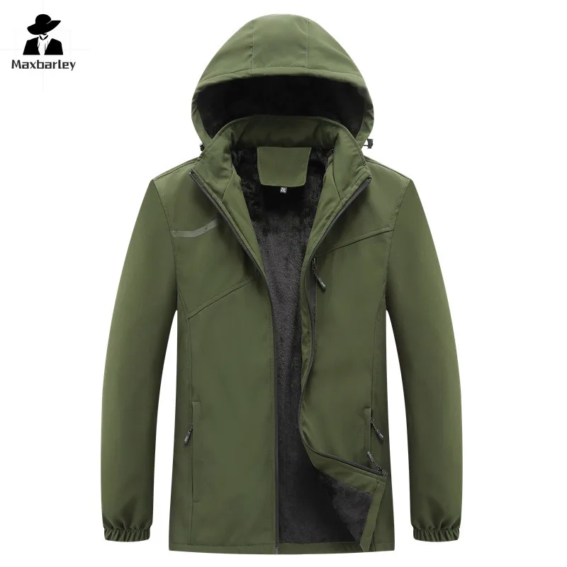 2024 Men's Windbreaker Hooded Parka Retro Sport Mountaineering Warm Winter Jacket Men's Waterproof fleece-lined Padded Coat