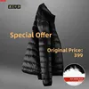 Lightweight Men's Cotton Jaet New down Cotton Autumn Winter Warm Casual Large Size ort Sle Stand Collar Hooded Coat