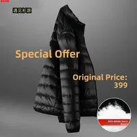 Lightweight Men's Cotton Jaet New down Cotton Autumn Winter Warm Casual Large Size ort Sle Stand Collar Hooded Coat