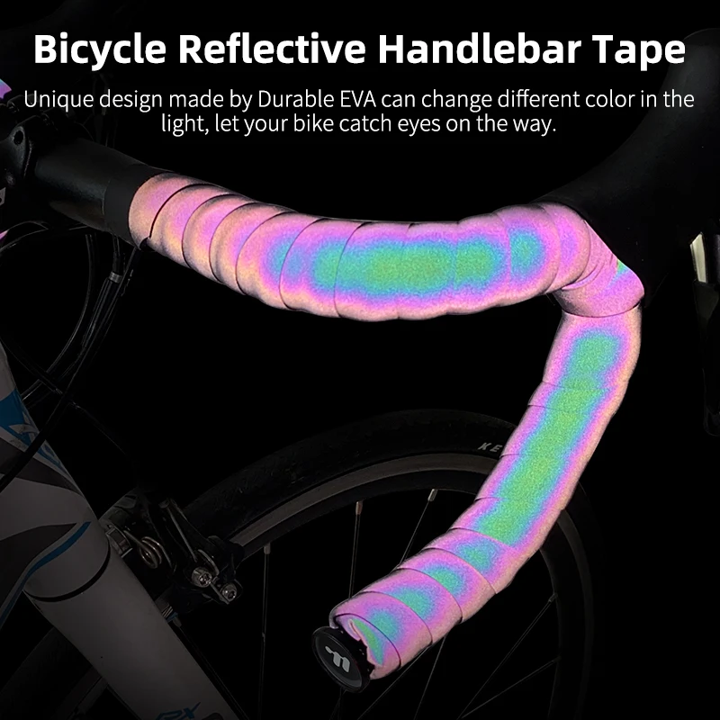 WEST BIKING Reflective Bicycle Handlebar Tape PU/EVA Colorful Road Bike Bar Tape Bicycle Shock Absorption Fork Grip Wrap Tape