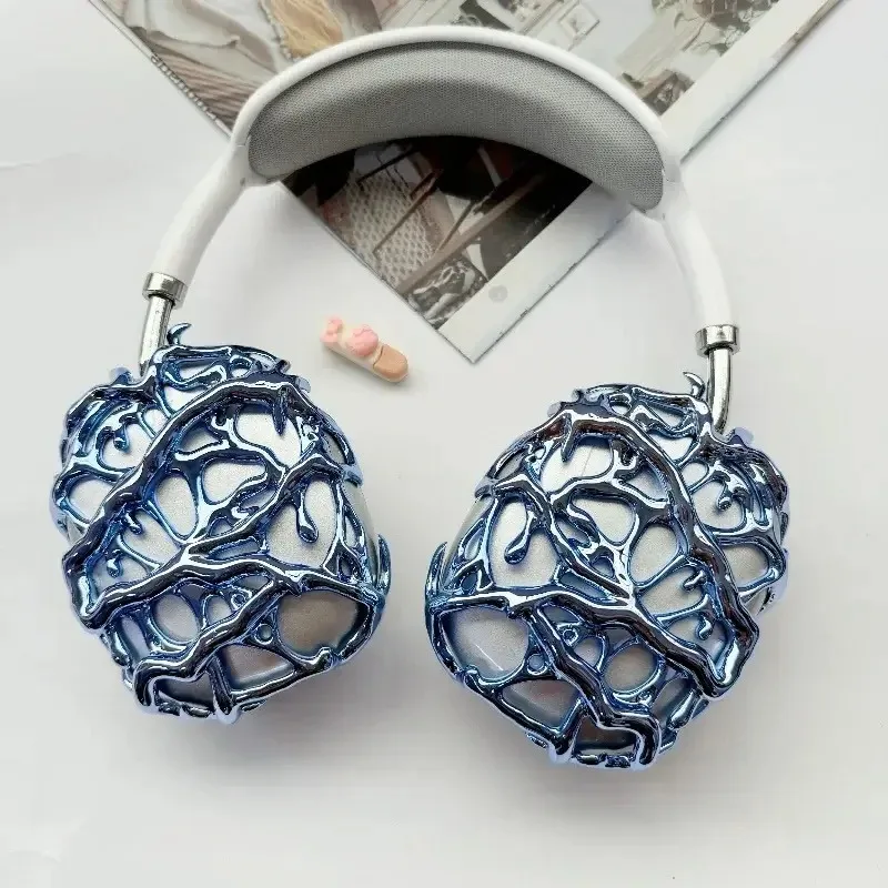 Airpods 用マックスケースヘッドフォンカバーシルバーメタル液体
