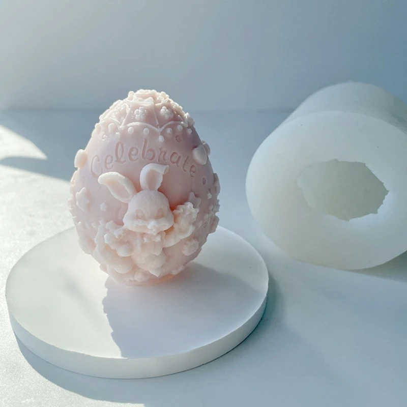 

KX4B 3D Easter Egg Bunny Silicone Mold Resin DIY Fondant Cake Mould