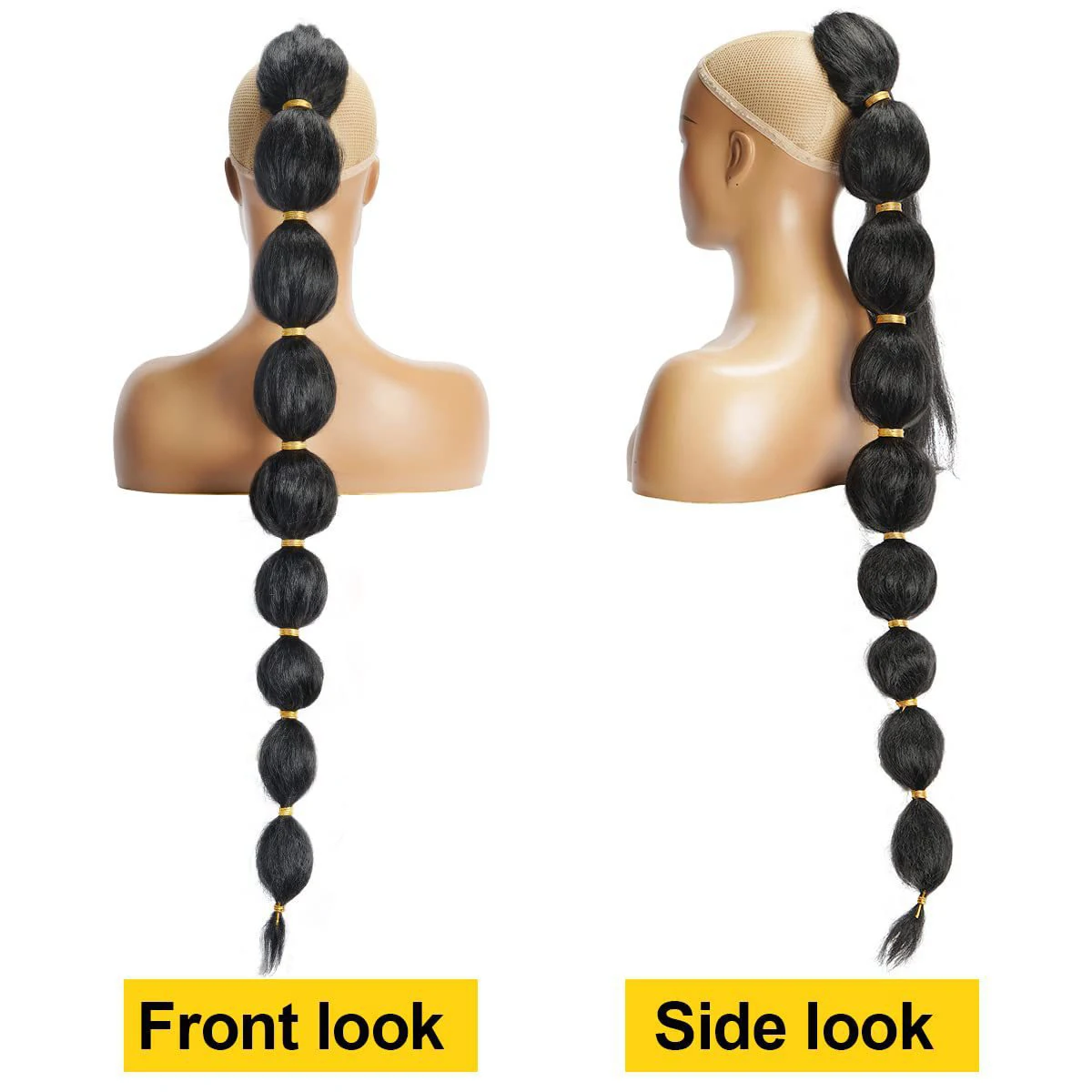 DUTRIEUX Synthetic Lantern Bubble Ponytail Surrounds African Women's Ponytail Gold Thread Hair Accessories Hair Extension