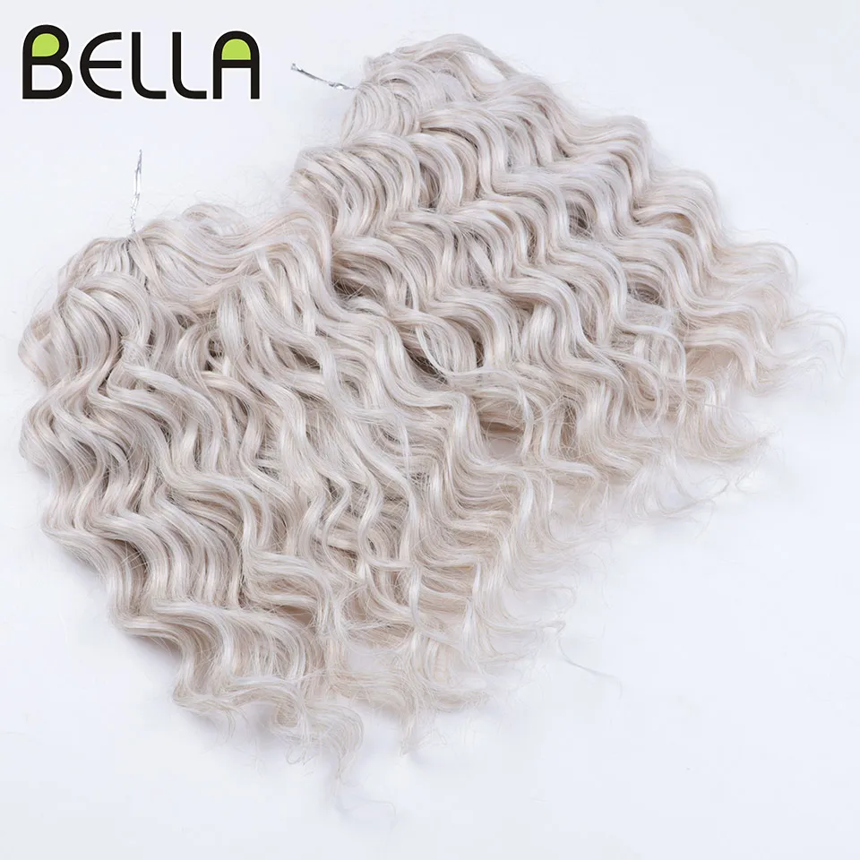 Bella Synthetic Hair Twist Crochet Curly Hair 10Inch Deep Wave Braid Hair Ombre Blonde Brown Water Wave Braiding Hair Extensions