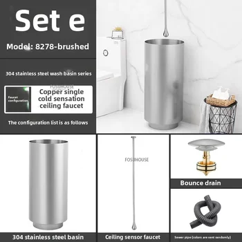 304 สแตนเลสสตีลรอบคอลัมน์อ่างล้างหน้าแบบบูรณาการชั้นยืนสวนกลางแจ้งอ่างล้างหน้า Luxury Bar โรงแรมห้องน้ําอ่างล้างจาน w 9