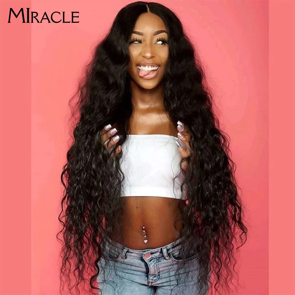 Miracle Synthetic Lace Front Wig for Women 42Inch Curly Cosplay Wig 613 Pink Blonde Lace Wig Fake Hair Lace Frontal Wig