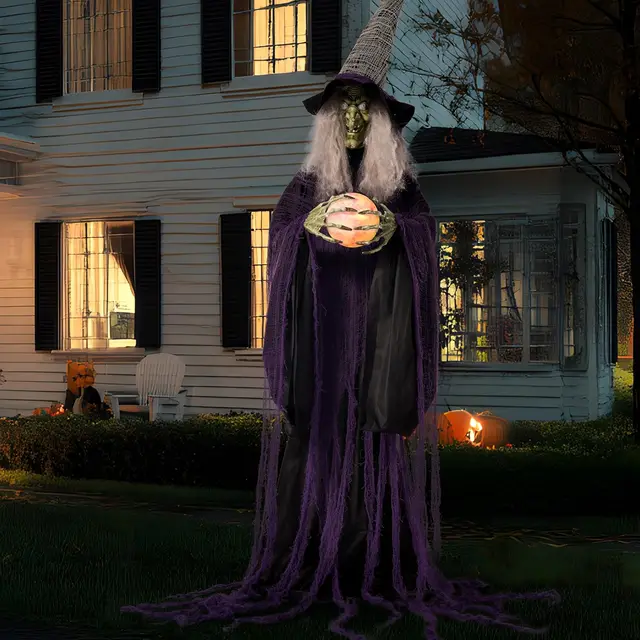 2463-982d24.jpg Animated Halloween Witch with Crystal Ball – Light-Up Standing Ghost Decoration for Haunted House & Yard