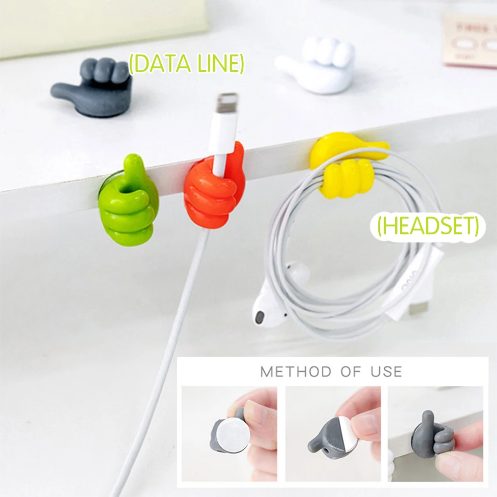 Self Adhesive Thumb Hook Multifunctional Appliance Cord Holder For Office Living Room Wall Mounted Anti-Break Cables Organiser 2