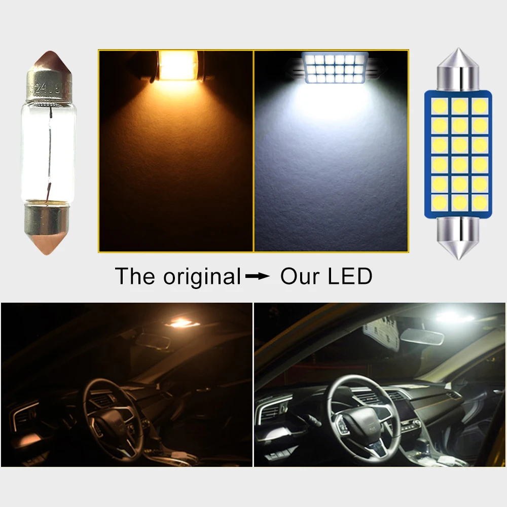 For Volkswagen VW GOLF 5 6 7 Golf MK5 MK6 MK7 12v  LED Canbus 12pcs Car Interior Map Dome Reading Lamps Trunk Light Accessories