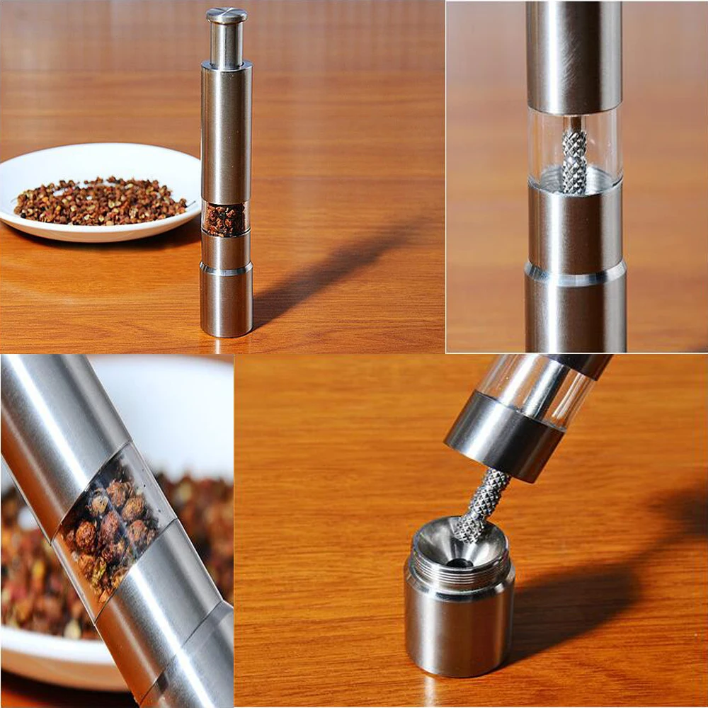 Stainless Steel Multifunction Visual Design Manual Pepper Spice Salt Grinder Kitchen Gadgets and Accessories DIY Cooking Tool