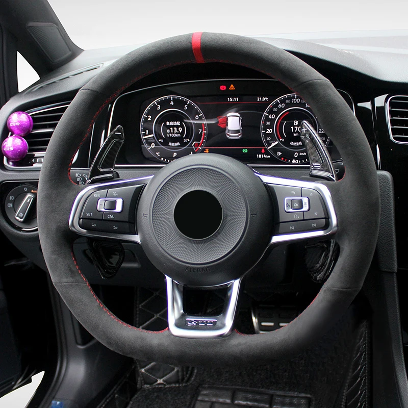 Coprivolante Real Alcantara Per Volkswagen Vw Golf Gti 7 Gtd Gte 7 R 7 Polo (R-Line) 2013-2021 Funda Volante