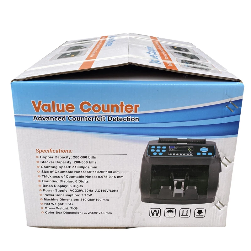 PKR/EUR/INR/IQD Mix Value Money Counting Machine Fake Cash Bill Detector 6000E Banknote Counters Free Shipping