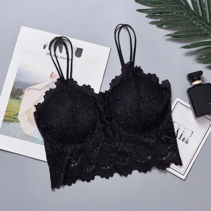 Women Underwear Female Hollow Out Wireless Breathable Lingerie Seamless Bra Sexy Lace Bras Top Comfortable Bralette Solid Color