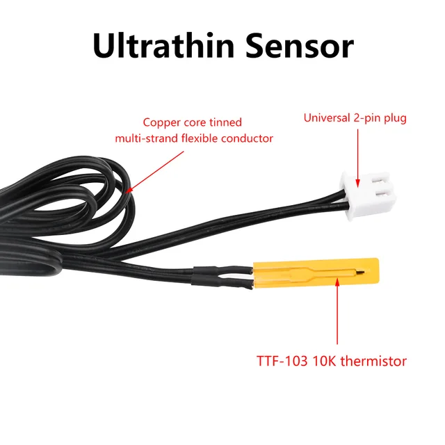 NTC 10K Ultra-Thin Temperature Sensor Film Thermistor Probe Surface Temperature Measurement Head Patch Type 6