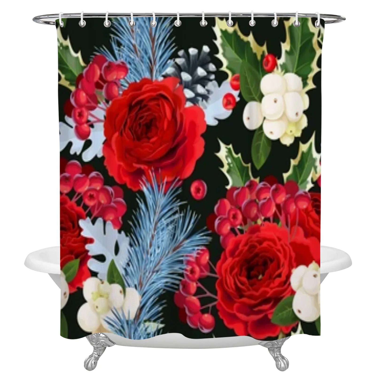 

Roses And Berries Shower Curtain Waterproof Polyester Bath Curtain Home Decoration Bathroom Accessory Curtain