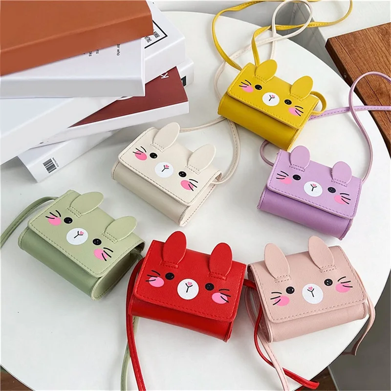 

PU Leather Bag for Girl, Cartoon Bunny Pattern Crossbody Bag Kawaii Purse Bag Rabbit Purse