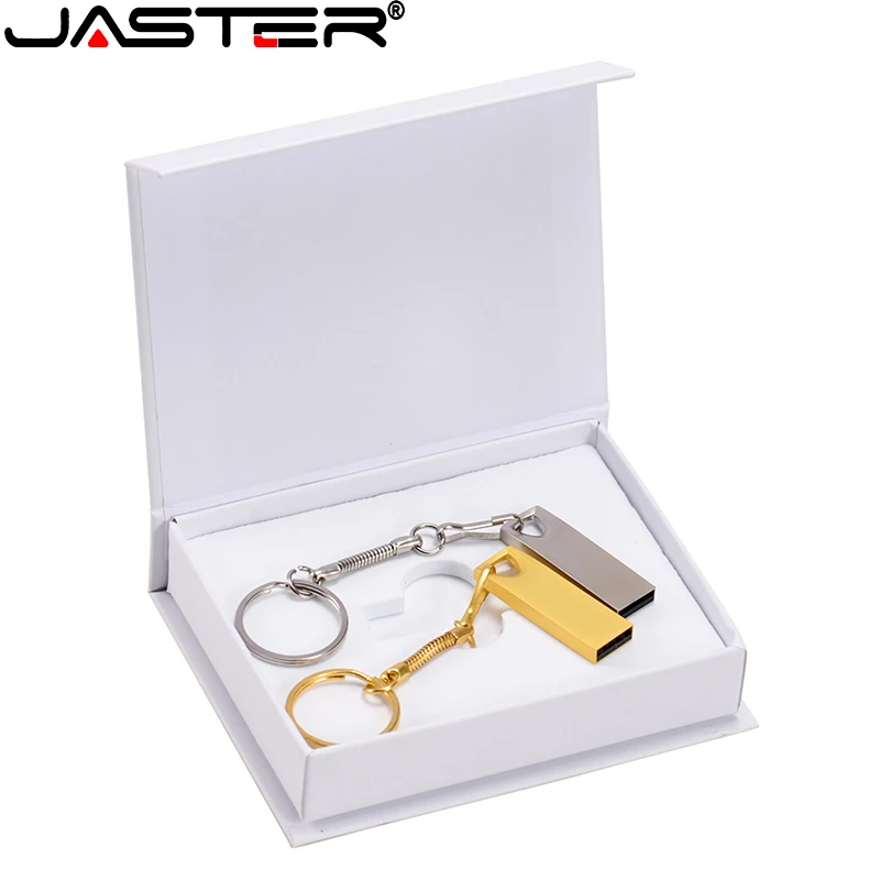 Free Custom Logo Metal Pen Drive 128GB Gift Box Memory Stick 64GB Real Capacity USB Flash Drive 32GB Free Key Chain U Disk 16GB