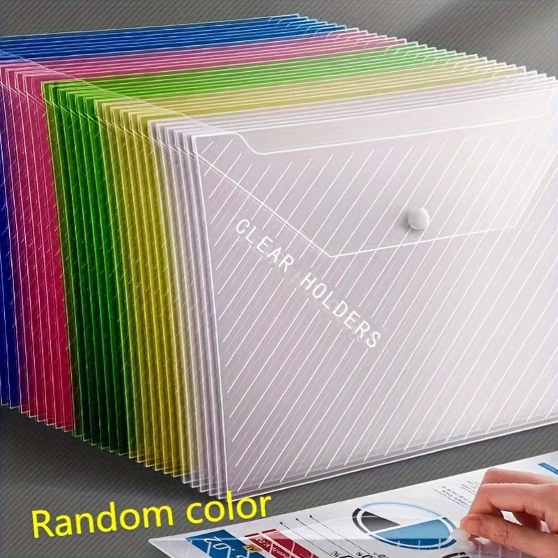 Paper Bag Plastic Waterproof Large Capacity Color Mixing Random Hair Thickened A4 Button To Hold Files 10/20 file folders